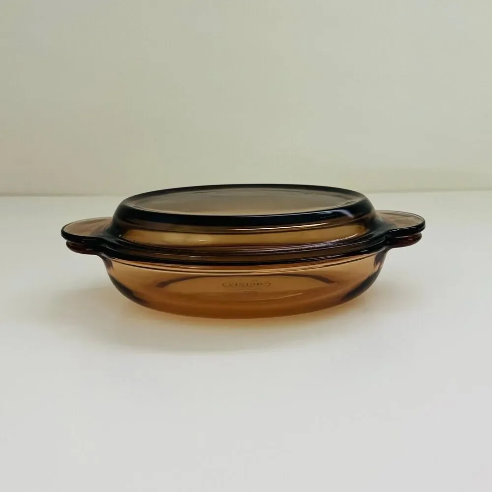 CORNING VISION Amber Glass Individual Oval Serving Casserole Dish